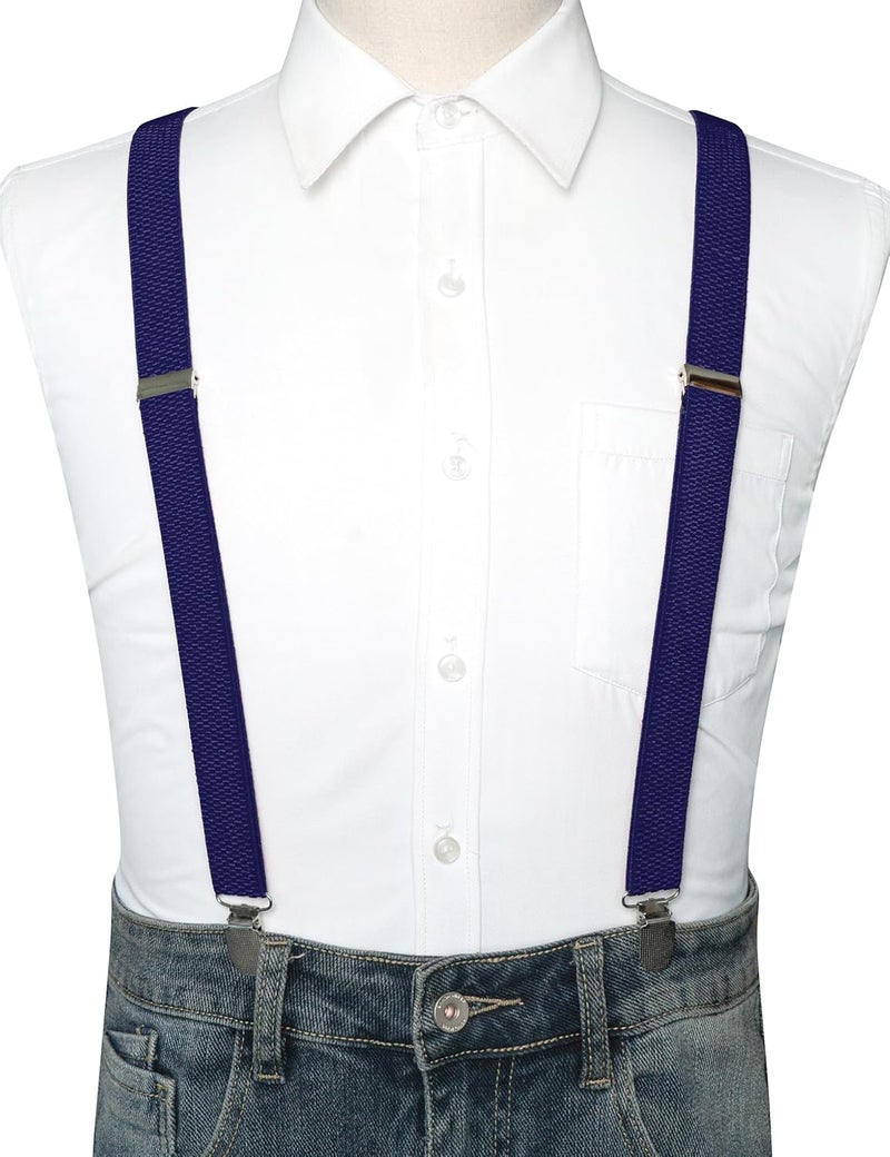 RBOCOTT Mens Solid Color Suspender with 3 Cilps Adjustable Braces - Image 3